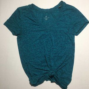 Adidas Women Teal V Neck T Shirt